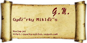 Gyürky Miklós névjegykártya